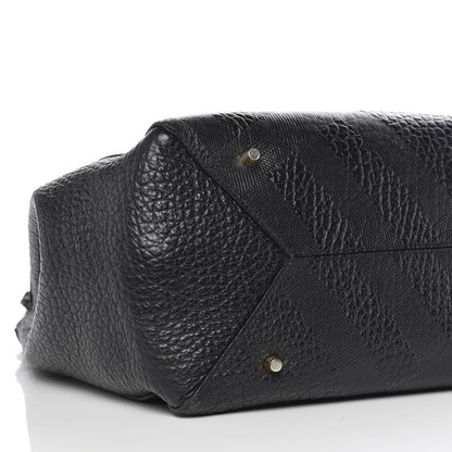 Burberry Signature Grain Calfskin Check Embossed Small Canterbury Tote Black 13 of 15