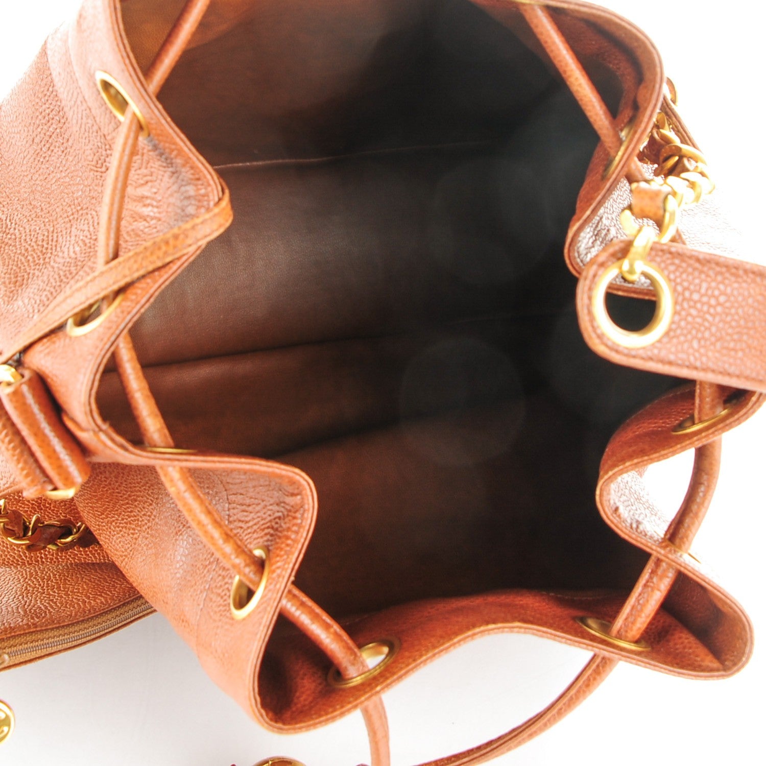 Chanel Caviar CC Drawstring Shoulder Bag Light Brown 6 of 10