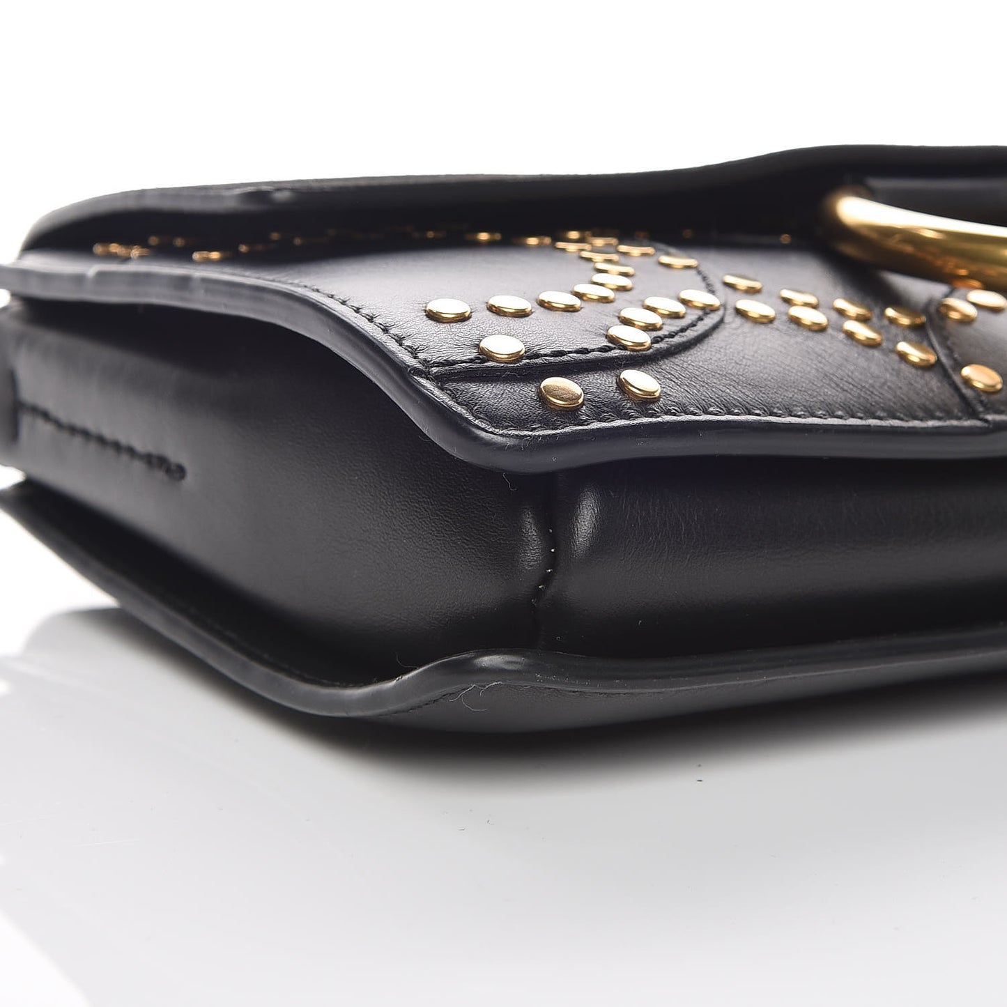 Suede Calfskin Studded Small Faye Shoulder Bag Black