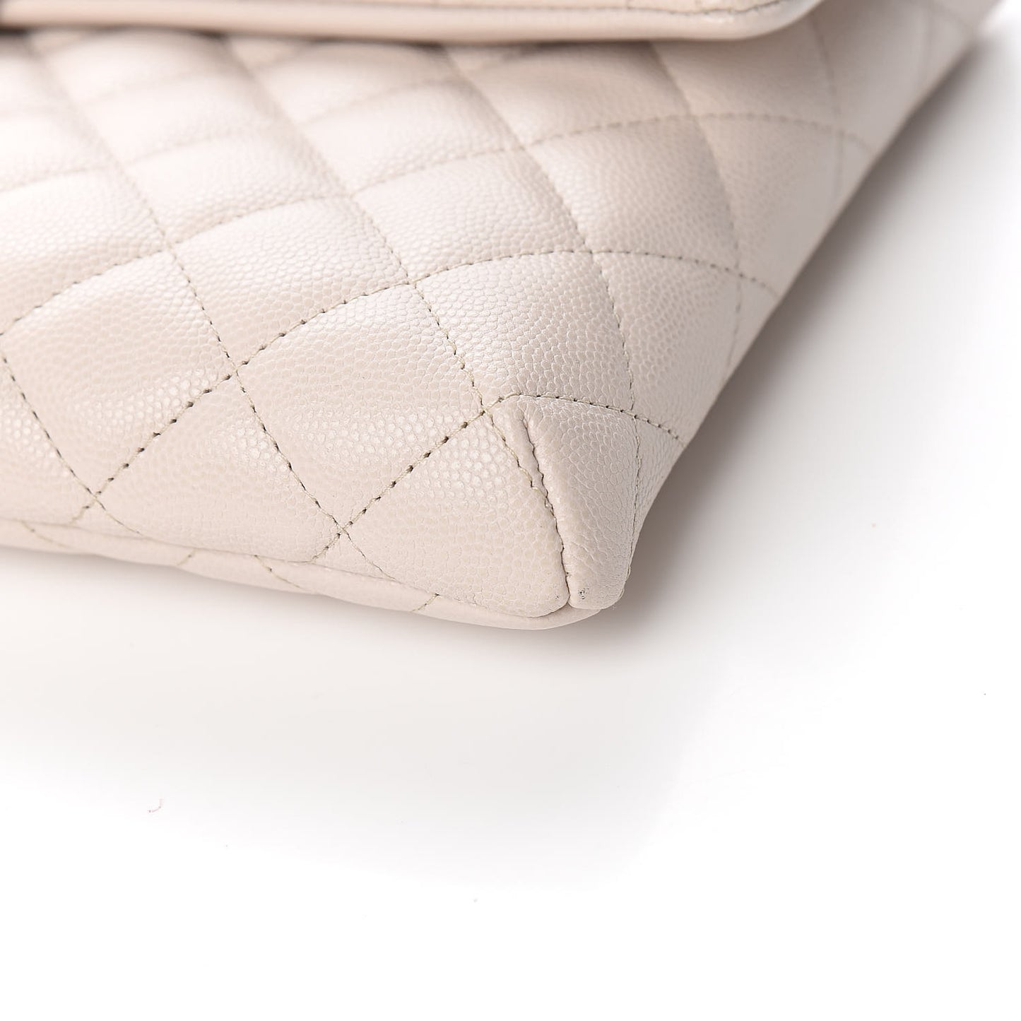 Caviar Quilted Flap Clutch Ivory
