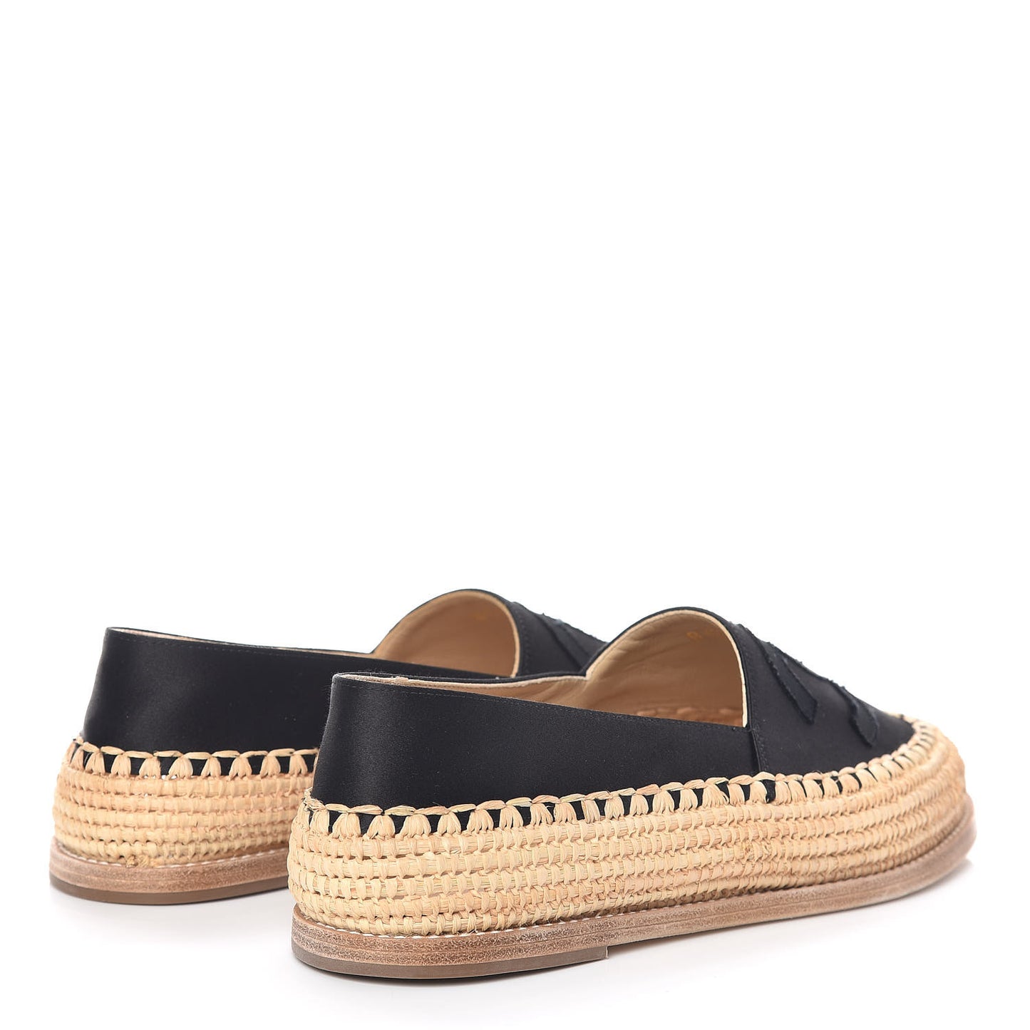 Satin Grosgrain CC Espadrilles 38 Black