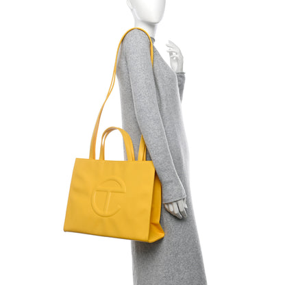 Telfar Vegan Leather Medium Shopping Bag Yellow 3 of 10