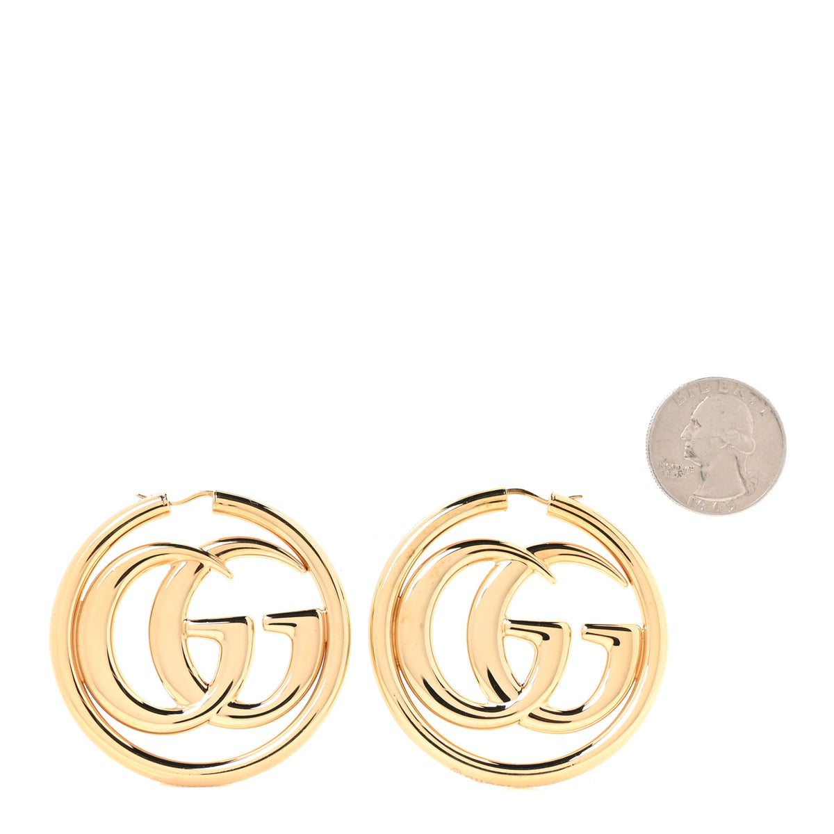 Gucci Metal GG Marmont Hoop Earrings Gold 2 of 5