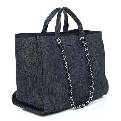 Chanel Denim Medium Deauville Tote Dark Blue 3 of 13