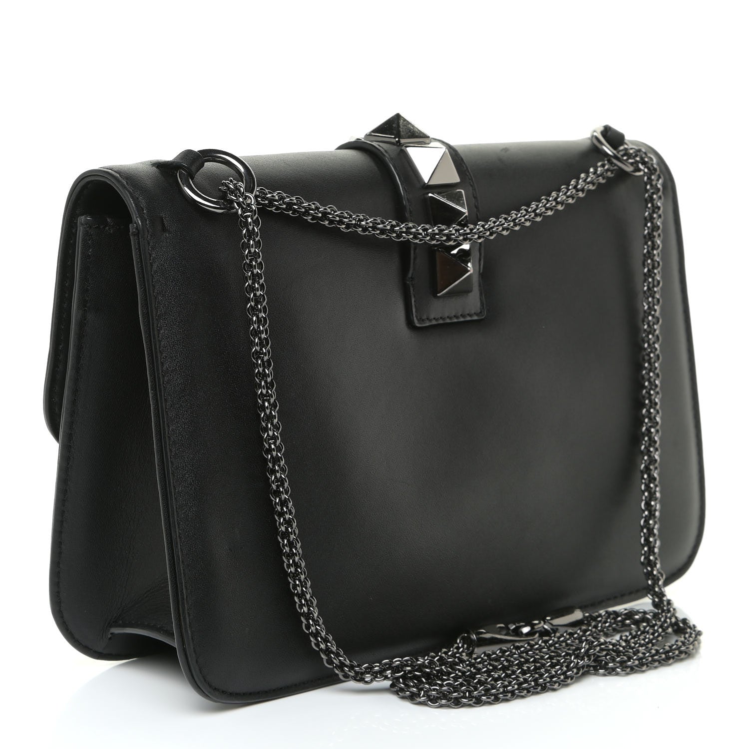 Valentino Garavani Vitello Medium Glam Lock Rockstud Flap Black 3 of 21