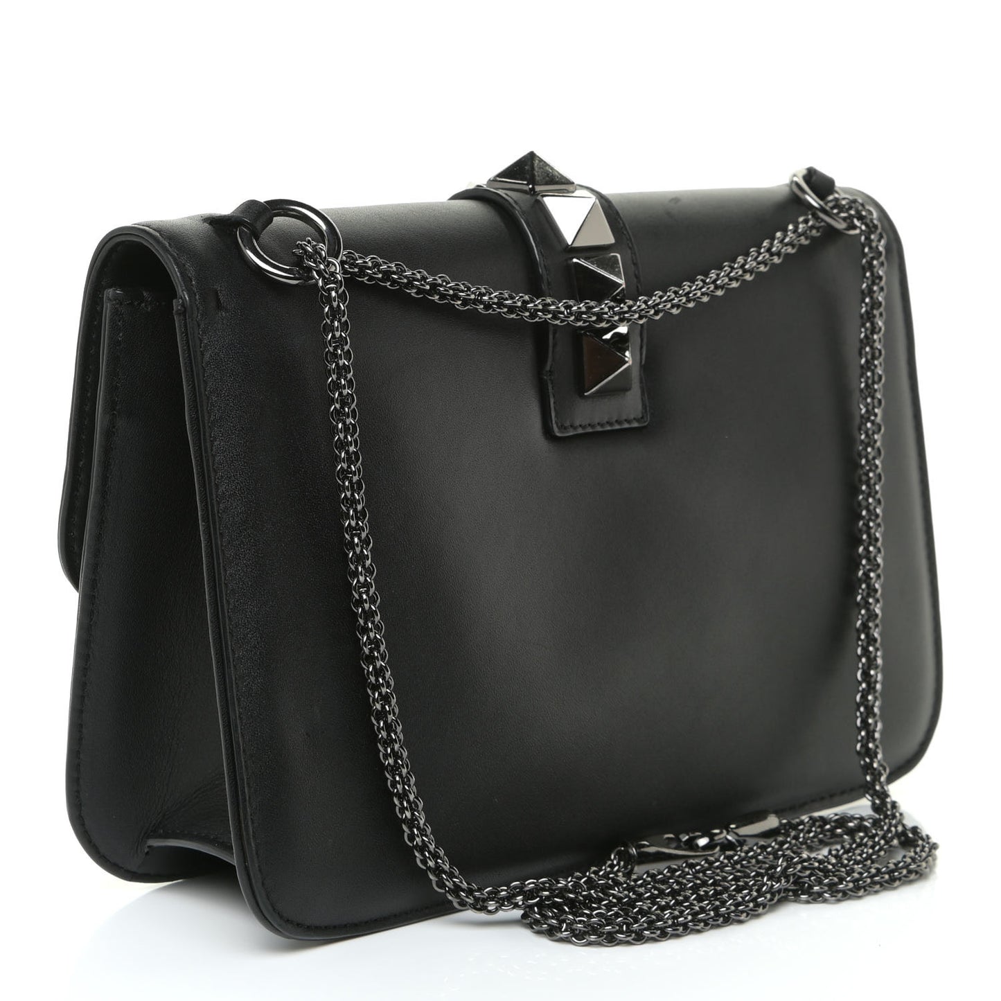Vitello Medium Glam Lock Rockstud Flap Black