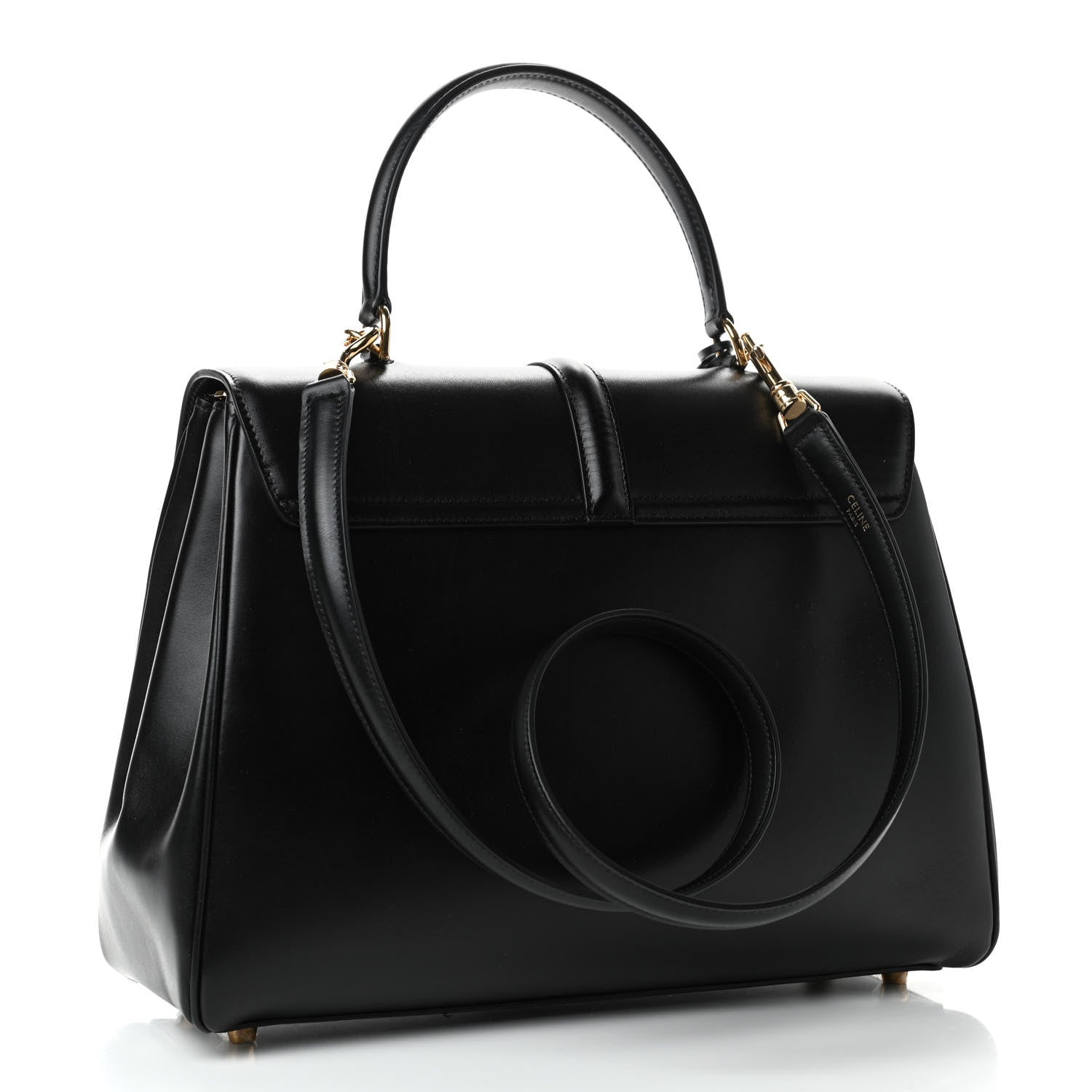 Celine Satinated Calfskin Medium 16 Top Handle Bag Black 2 of 4