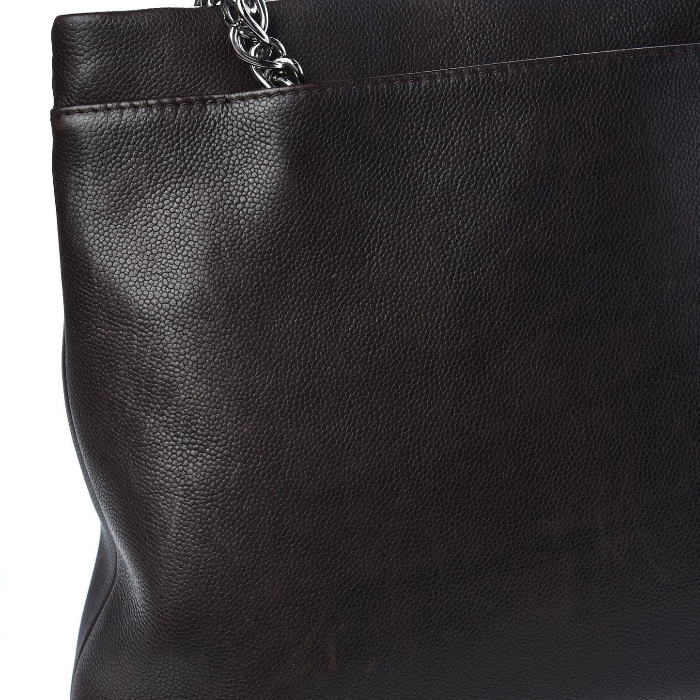 Caviar Large CC Tuck Tote Dark Brown