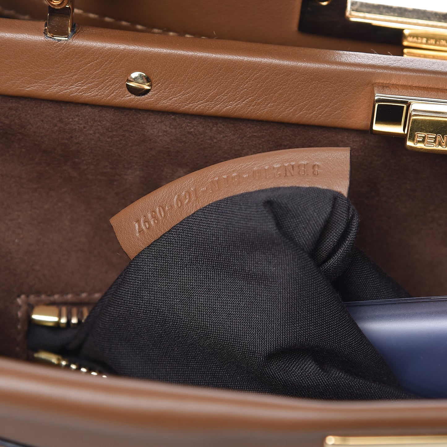 Calfskin Lace Up Large Peekaboo Iconic Satchel Cognac