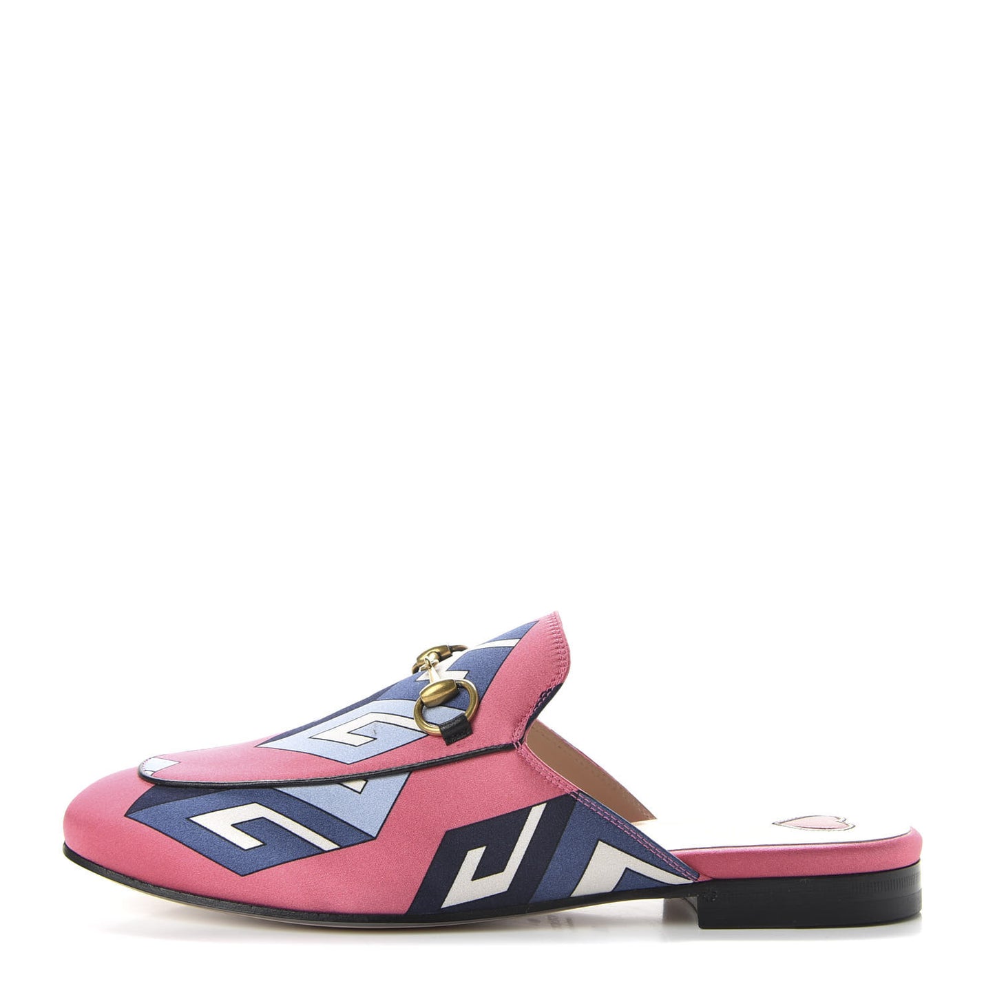 Satin GG Wallpaper Womens Princetown Slippers 36 Pink Flamboyant Blue Black
