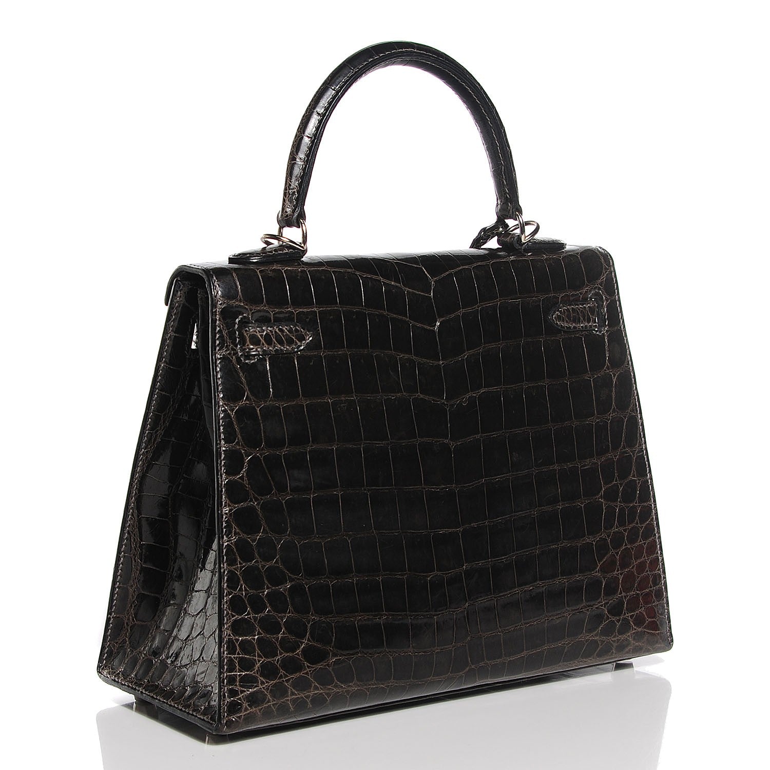 Hermes Shiny Niloticus Crocodile Kelly Sellier 25 Graphite 4 of 27