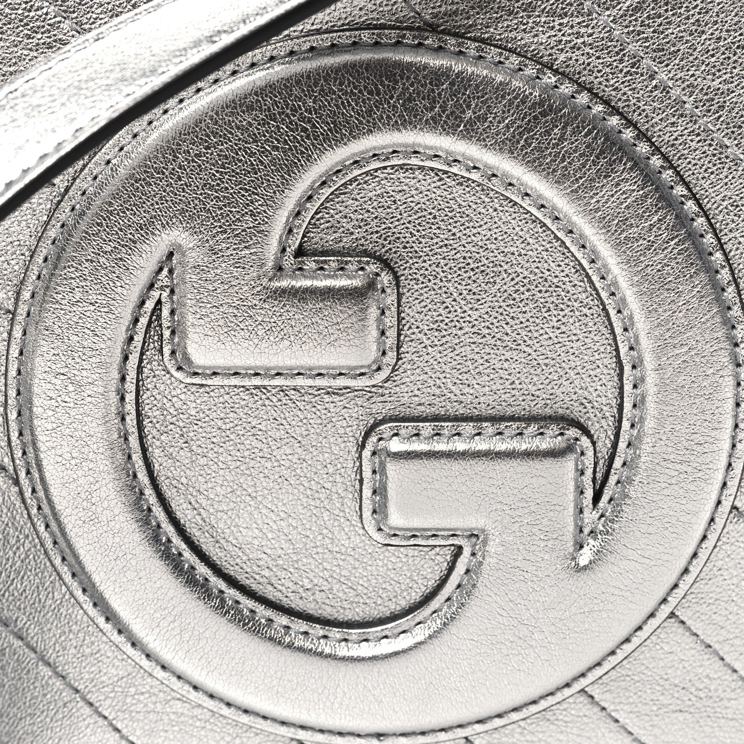 Gucci Metallic Sakai Be Green Calfskin Diagonal Stitched Small Blondie Shoulder Bag Silver 8 of 11