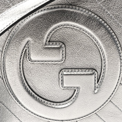 Gucci Metallic Sakai Be Green Calfskin Diagonal Stitched Small Blondie Shoulder Bag Silver 8 of 11