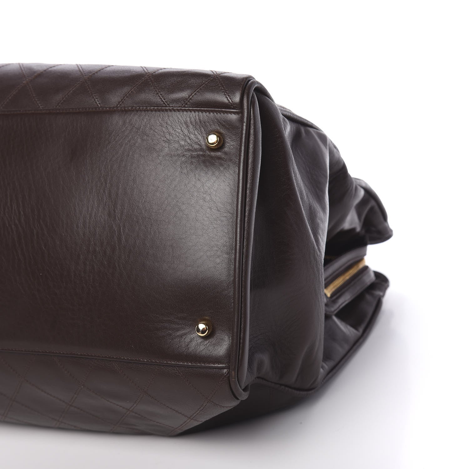 Chanel Calfskin Stitched XL Weekender Brown 11 of 14