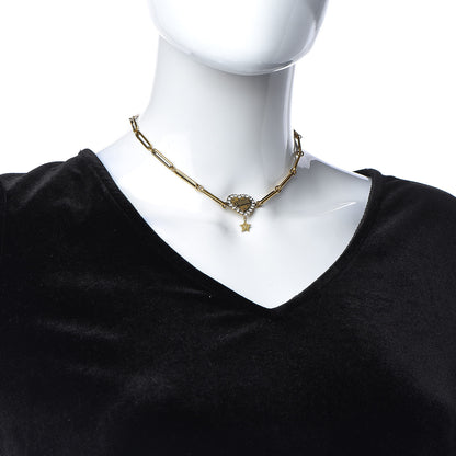 Christian Dior Metal Crystal Heart J'adior Choker Necklace Aged Gold 2 of 5