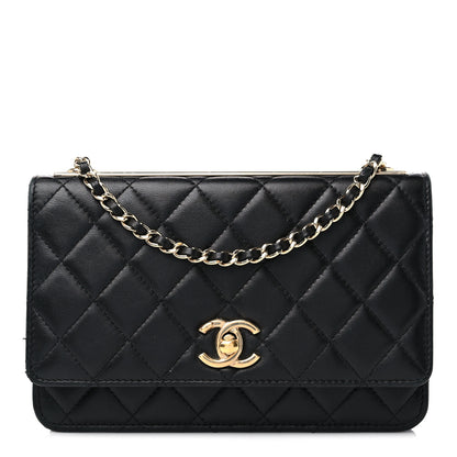 Chanel Lambskin Quilted Trendy CC Wallet On Chain WOC Black 1 of 16