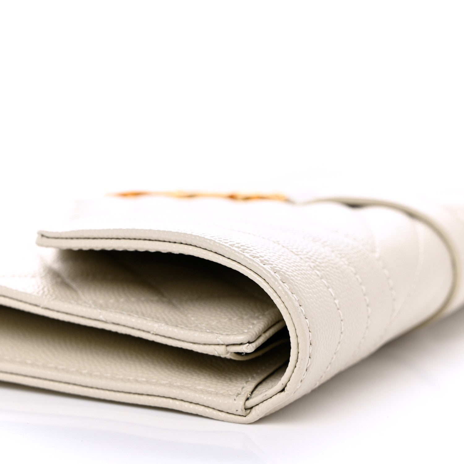 Saint Laurent Grain De Poudre Textured Mixed Matelasse Triquilt Monogram Clutch Blanc Vintage 9 of 13