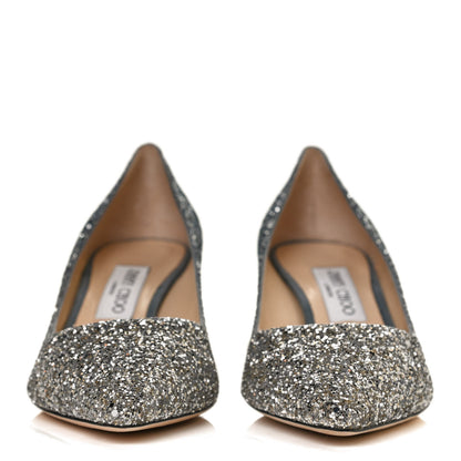 Jimmy Choo Glitter Pointy Toe Romy 60 Pumps 39 Silver Dusk Blue 2 of 10