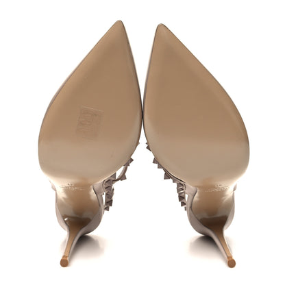 Valentino Garavani Calfskin Lacquered Monochrome Rockstud Ankle Strap 100mm Pumps 41 Poudre 5 of 9