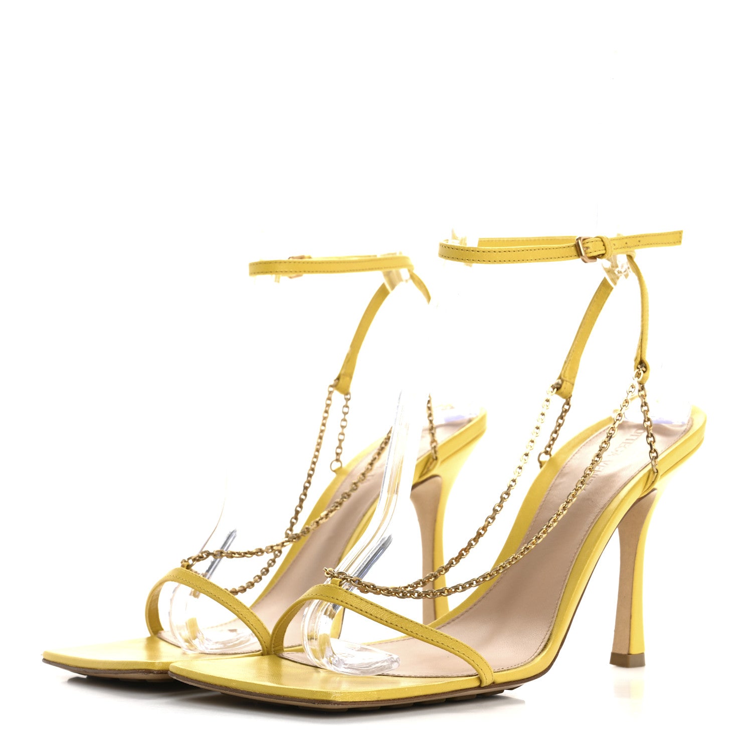 Bottega Veneta Lambskin Stretch Chain Strap 90mm Sandals 41 Buttercup 4 of 14