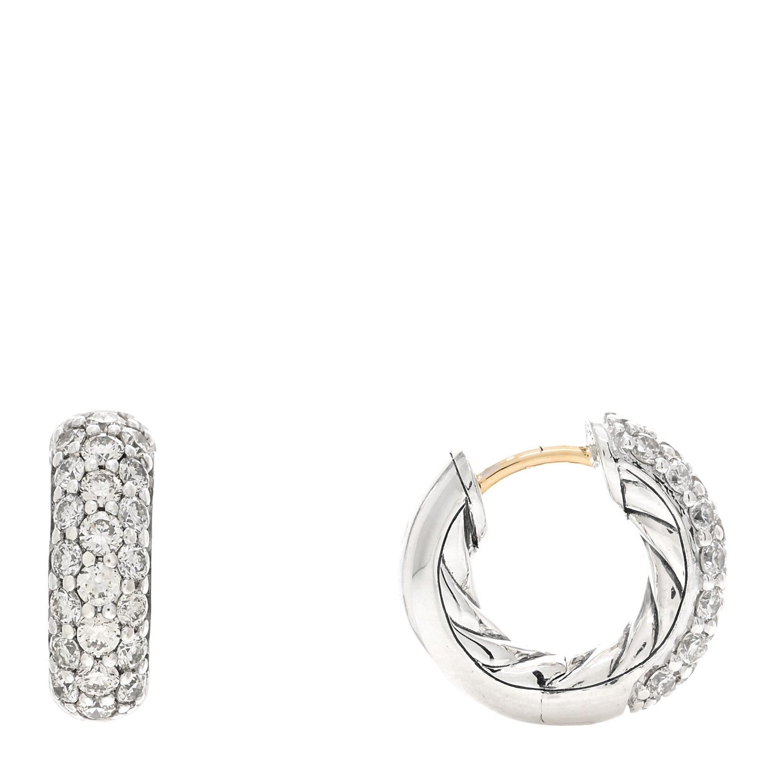 David Yurman Sterling Silver Diamond Mercer Micro Hoop Earrings 1 of 4