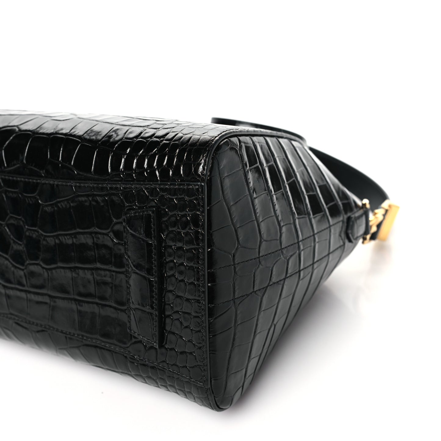 Calfskin Crocodile Embossed Small Antigona Black