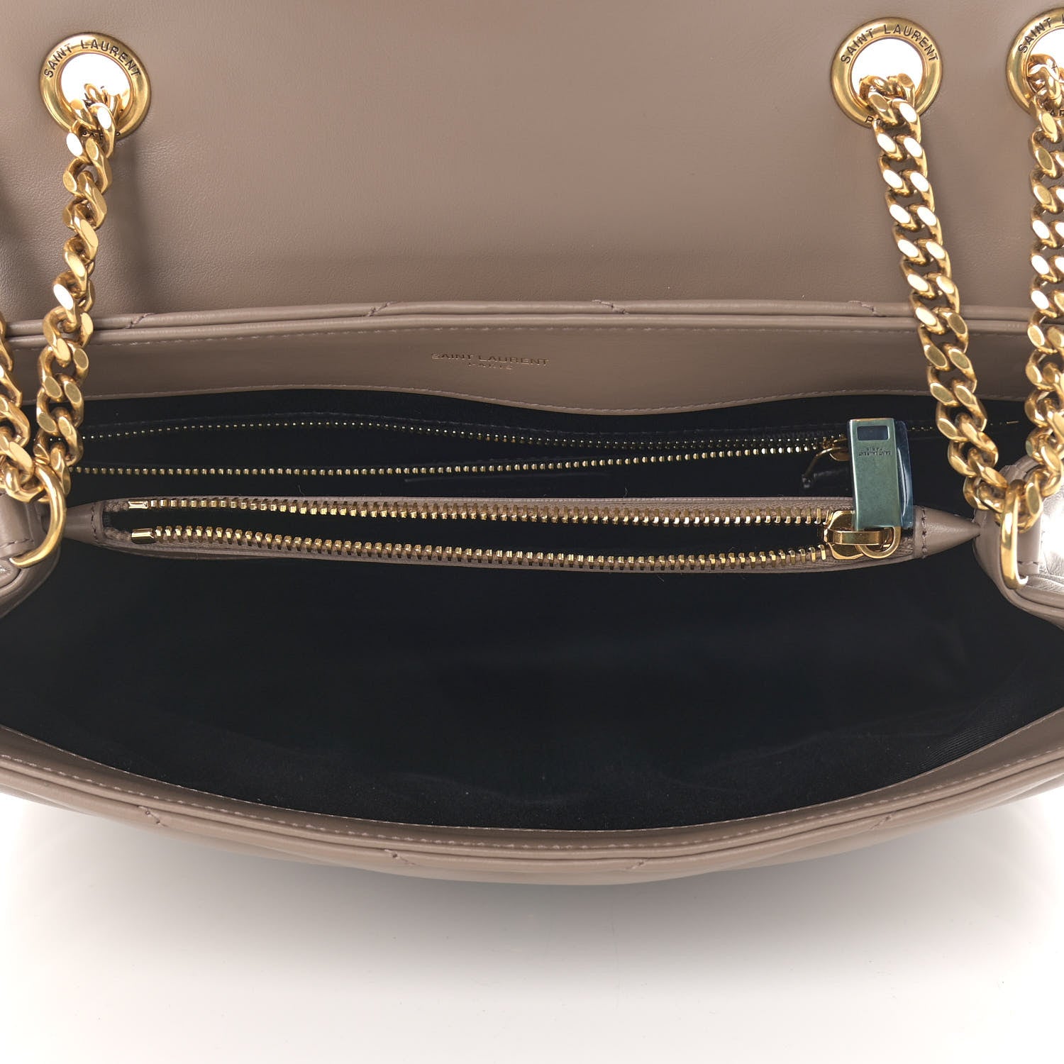 Saint Laurent Calfskin Y Quilted Monogram Medium Loulou Chain Satchel Dark Beige 5 of 8