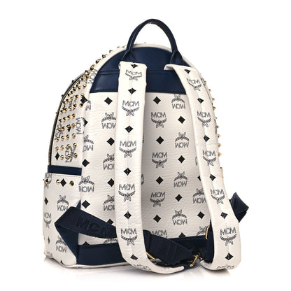 MCM Visetos Swarovski Studded Small Diamond Backpack White 2 of 12
