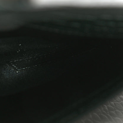 Saint Laurent Calfskin Crocodile Embossed Uptown Monogram Clutch Dark Green 10 of 12