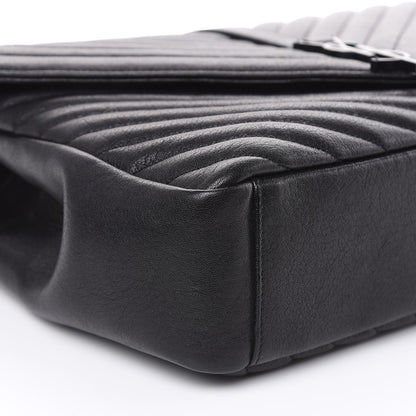 Saint Laurent Sheepskin Matelasse Chevron Monogram Monochrome Large College Satchel Black 9 of 11