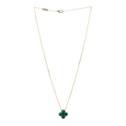 Van Cleef & Arpels 18K Yellow Gold Malachite Vintage Alhambra Pendant Necklace 3 of 6