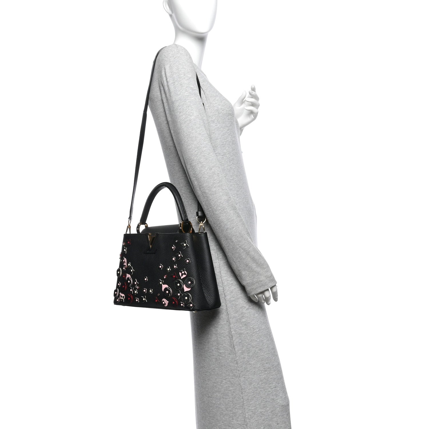 Louis Vuitton Taurillon Mechanical Flowers Capucines PM Black 2 of 11