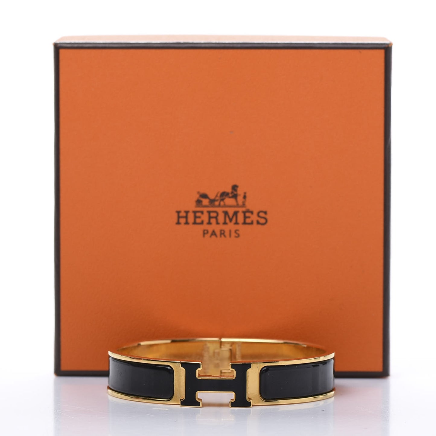 Enamel Narrow Clic Clac H Bracelet PM Black