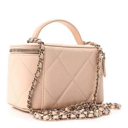 Chanel Caviar Quilted Top Handle Long Vanity Beige 3 of 11