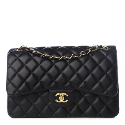 Chanel Lambskin Quilted Jumbo Double Flap Black 1 of 8