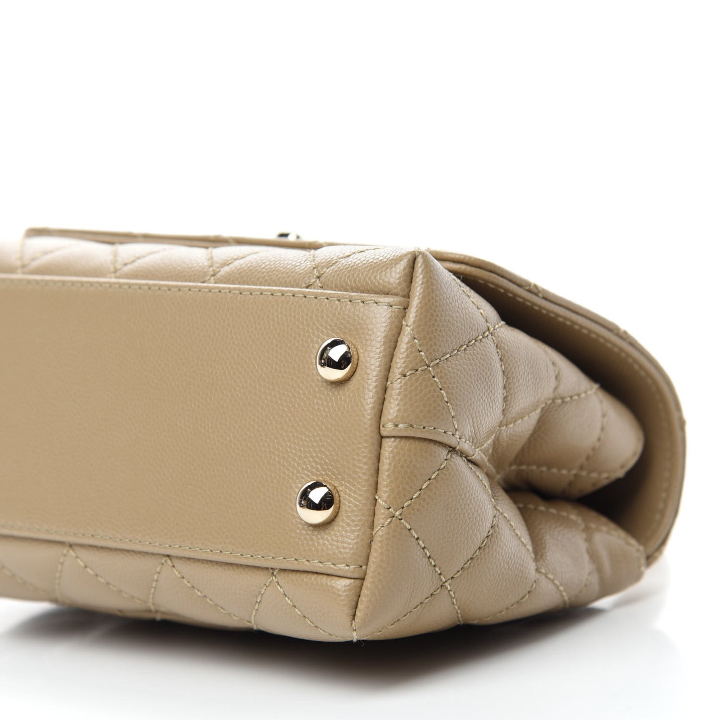 Caviar Lizard Embossed Quilted Extra Mini Coco Handle Flap Dark Beige