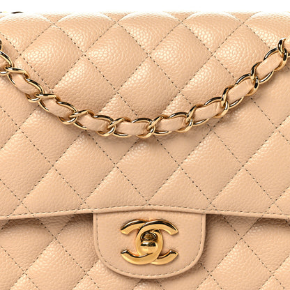 Chanel Caviar Quilted Medium Double Flap Beige 8 of 10
