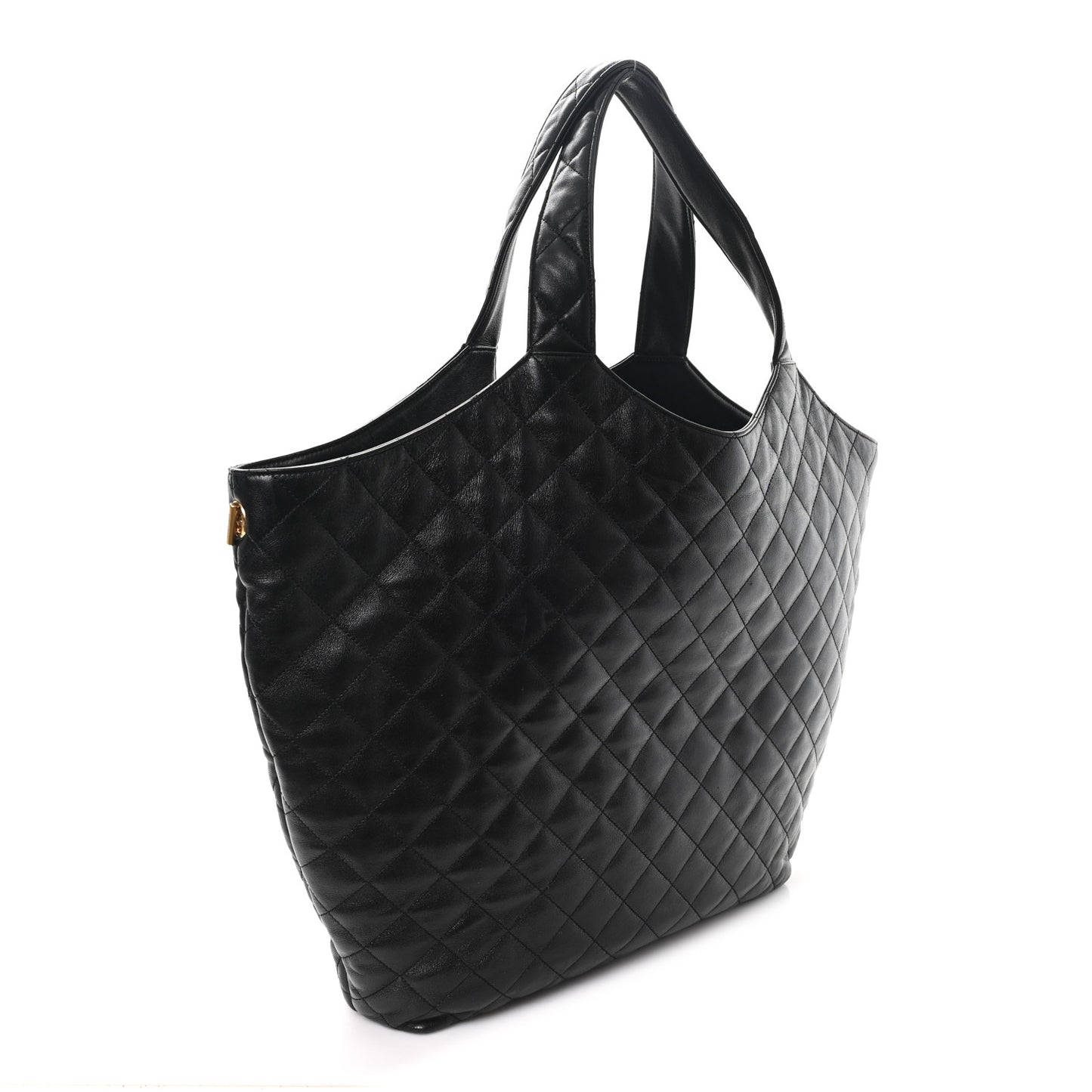 Lambskin Quilted Maxi Icare Shopping Tote Black