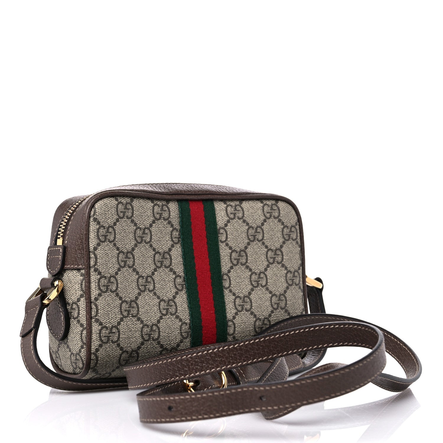 Gucci GG Supreme Monogram Web Mini Ophidia Shoulder Bag Brown 3 of 10