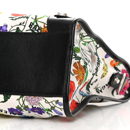 Balenciaga X GUCCI Canvas Azalea Calfskin Flora Logo Print Neo Classic Silver Hardware Medium City White Multicolor Black 10 of 12