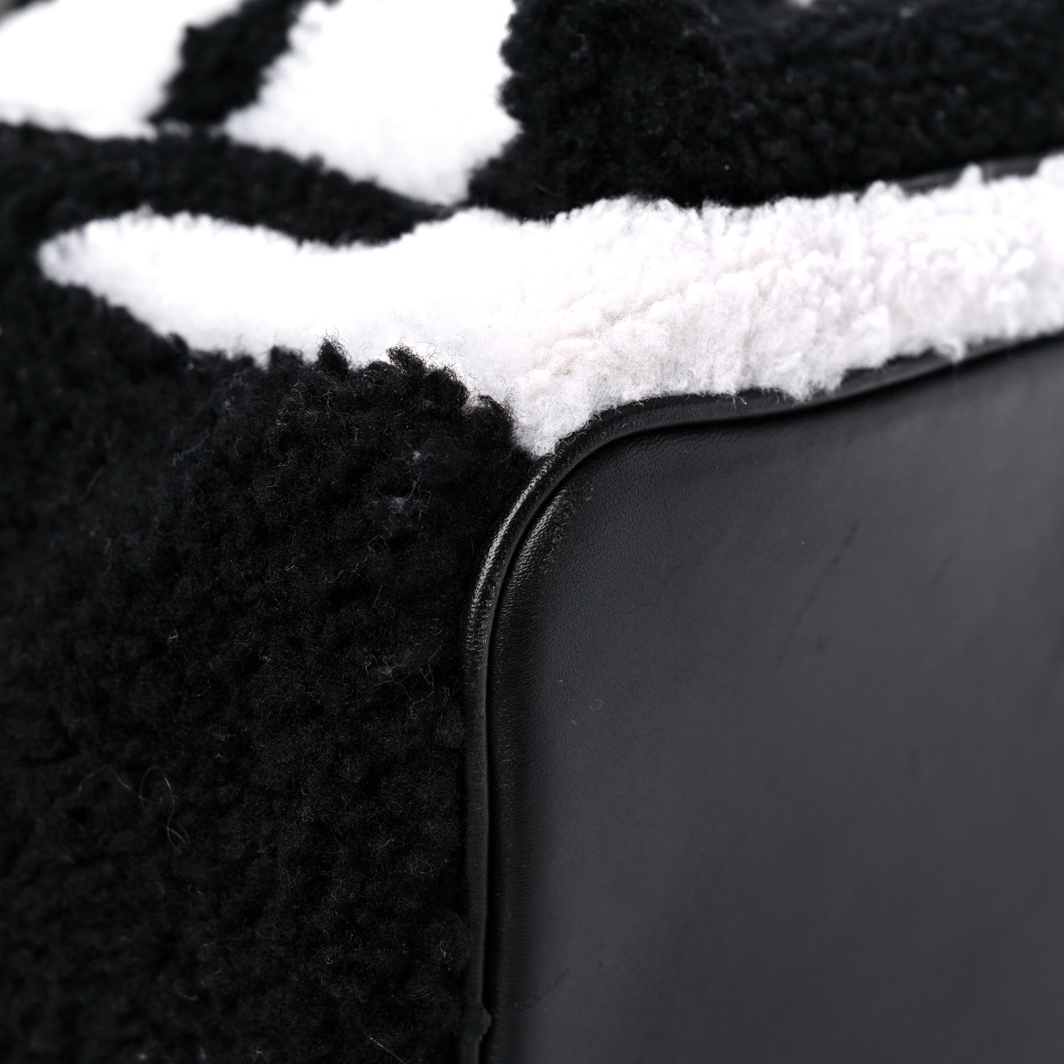 MCM Shearling Contrast Logo Stark Backpack Black White 8 of 13