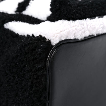 MCM Shearling Contrast Logo Stark Backpack Black White 8 of 13