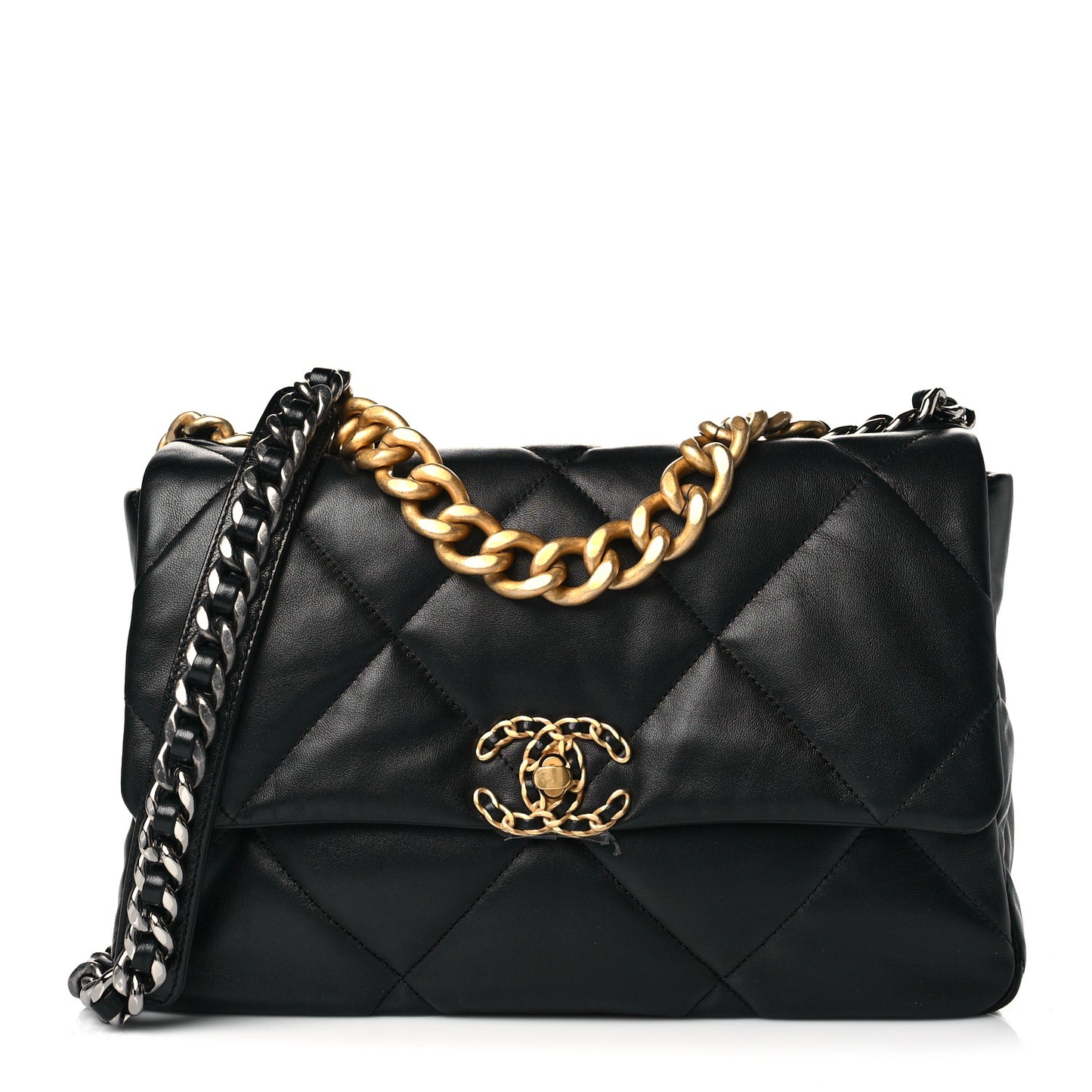 Lambskin Quilted Large Chanel 19 Flap Black