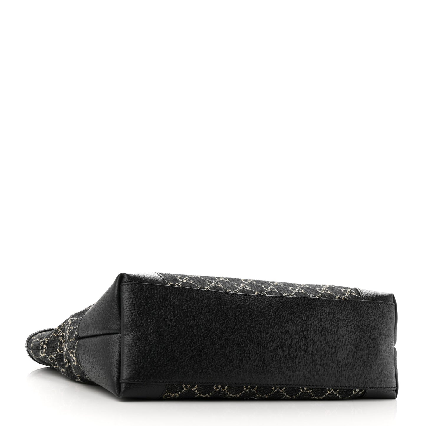 Jacquard Black Denim GG Monogram Medium Ophidia Shopping Tote Black Ivory