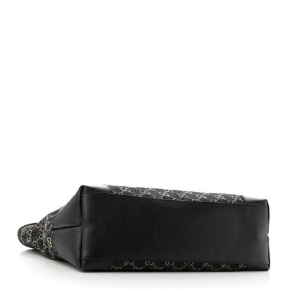 Gucci Jacquard Black Denim GG Monogram Medium Ophidia Shopping Tote Black Ivory 5 of 11