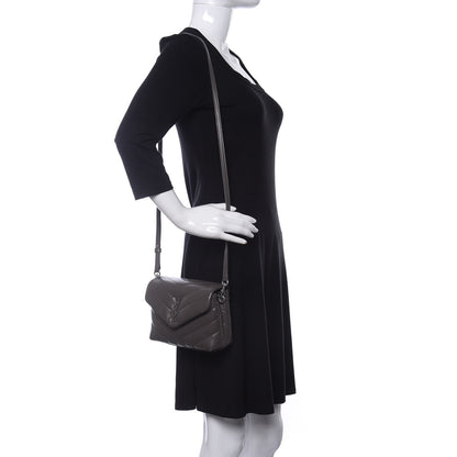 Saint Laurent Calfskin Y Quilted Monogram Toy Loulou Crossbody Bag Storm 2 of 15