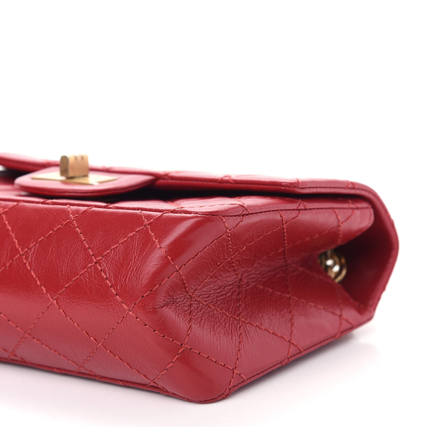 Aged Calfskin Quilted 2.55 Reissue Mini Flap Red