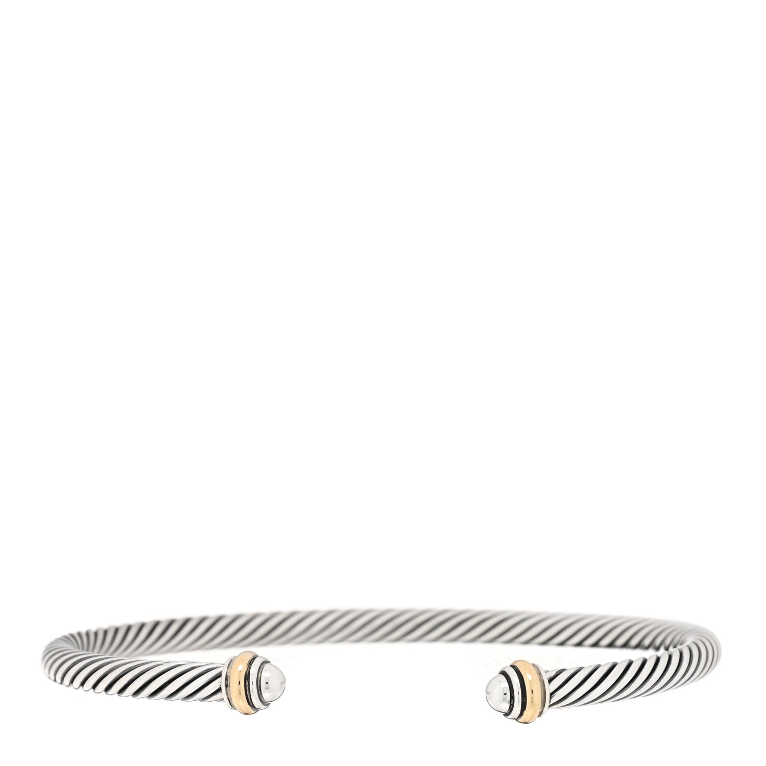 David Yurman Sterling Silver 18K Yellow Gold 4mm Cable Classics Bracelet 1 of 3