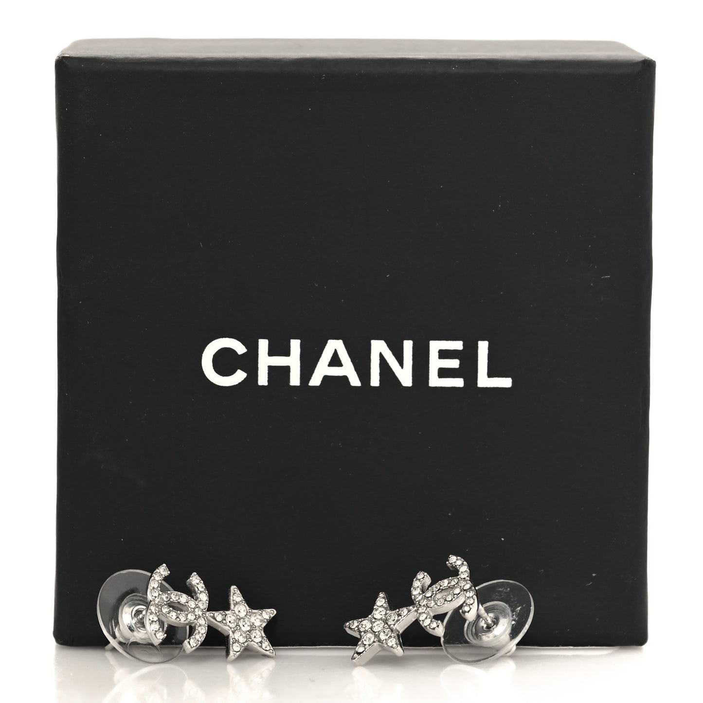 Crystal CC Star Earrings Silver