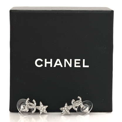 Chanel Crystal CC Star Earrings Silver 5 of 5